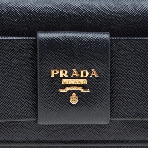 prada fiocco|PRADA Saffiano Fiocco Bow Continental Wallet Black.